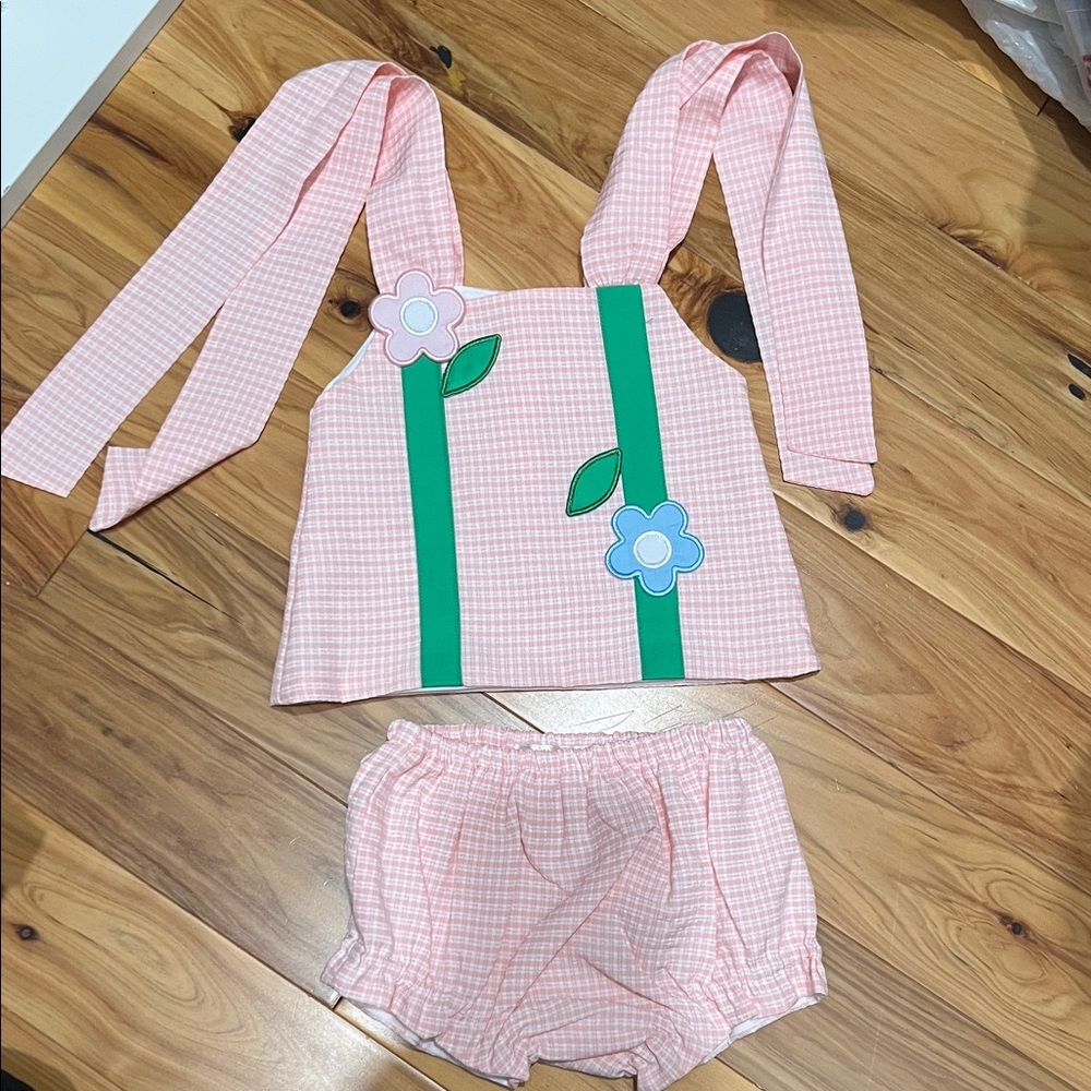 Cecil and Lou Baby Girl Pink and Green Matching Set NWOT